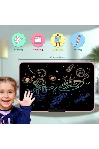 Yazı Tableti Xl Büyük Boy 21 İnç Lcd Çift Taraflı, Yetişkinler Ve 3+ Çocuklar İçin Yazı Tahtası, Çizim Yazma Karalama Tahtaları, Eğitim Öğrenme Aracı İçin Çizim Tahtası 46 X 30cm Xlb-21 124-Pembe