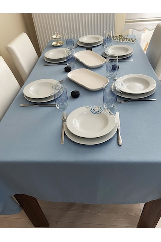 Sıvı Geçirmez Dertsiz Masa Örtüsü Mavi 13 Parça