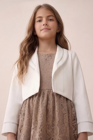 Fesshera Kids Kız Çocuk Dantel Elbise Bolero Ceket Takım 9-12 Yaş Kahverengi