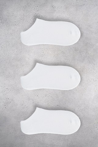 Zulıbel Düz Bamboo Kadın 3'lü Paket Patik Beyaz Çorap