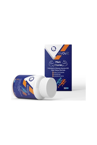 Evo Pharma Evovit Multivitamin Ginseng Koenzim Q10 Takviye Edici Gıda 30 Tablet