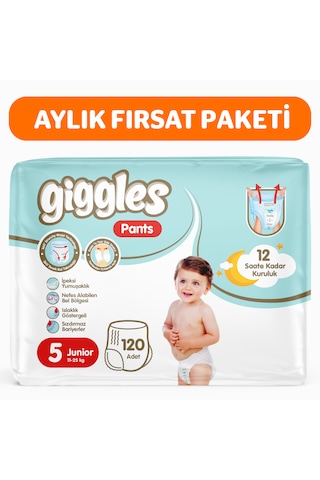 Giggles Pants Külotlu Bebek Bezi 5 Numara Junior 120 Adet