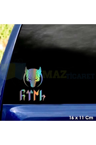 Türk Börü Göktürk Motosiklet Araba Hologram Oto Sticker Etiket Yapıştırma