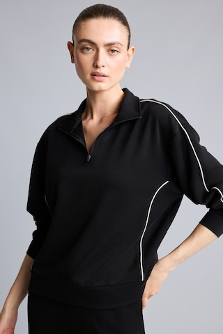 Defacto Ultra Yumuşak Standart Fit Yarım Fermuarlı Biyeli Dik Yaka Modal Sporcu Basic Sweatshirt H4537ax26aubk81 Siyah-bk81