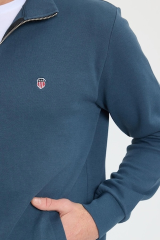 Tudors Erkek Slim Fit Dar Kesim Pamuklu Tam Fermuarlı Çift Cepli Dik Yaka Petrol Sweatshirt Hırka-41894 Petrol