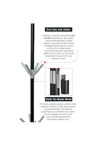 İronika Modern Portatif Elbise Askısı Ayaklı Portmanto Askı Vestiyer Askılık - Gri Gri