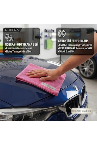 Nobera 50x70 Cm Kabartmalı Baklava Desen Çok Amaçlı Mikrofiber Oto Kurulama Ve Cam Bezi, Leke Bırakmaz Çizmez Oto Bakım Bezi 1 Adet