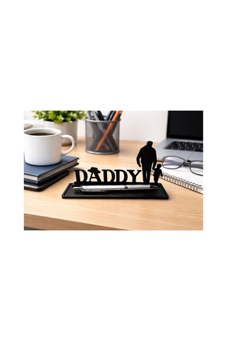 Daddy Masaüstü Kalemlik & Kalem Standı Babaya Özel Dekoratif Ofis Aksesuarı Çok Renkli