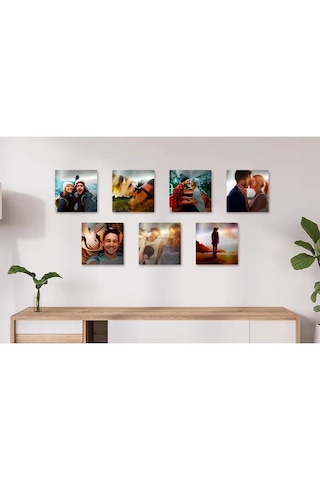 Premium Kişiye Özel 3 Adet Metal Poster Tablo Full Hd Kalite Baskı 20x20 Cm Çok Renkli