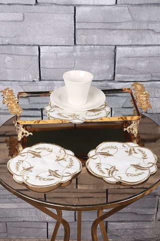 Sarmaşık Gold Linen Keten 6'lı Kahve Yanı Kokteyl Sunum Peçetesi
