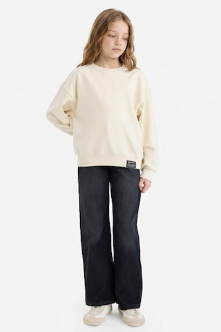 Defacto Kız Çocuk Relax Fit Bisiklet Yaka Baskılı Sweatshirt E6842a826sper98 Ekru-er98