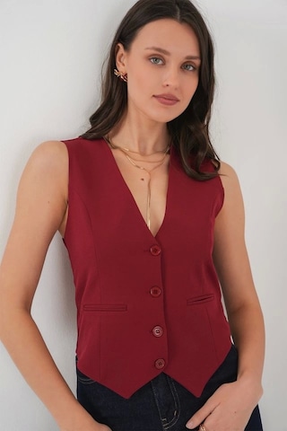 Defymoda 6796 Kısa Dokuma Yelek - Bordo Bordo