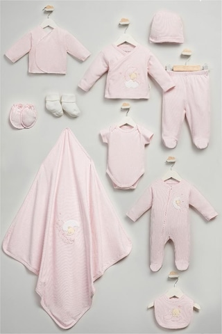 Bebitof Pamuk Sweet Dreams Desenli 10 Parça Kutulu Yenidoğan Hastane Çıkışı Zıbın Seti Pembe Bbtf.pmb.10097.02