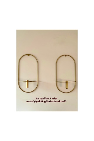 MetaQuartz Aksesuar 2'li Kare Gold Metal Çiçeklik , Modern Dekoratif Metal Çiçeklik