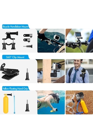 Ebitda Andoer 48-in-1 Aksiyon Kiti Siyah, Gopro Hero 9-5 Ve Insta360 İçin Taşıma Çantası Siyah