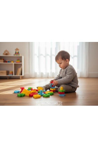 Ecem Toys Vidali Eğitsel Şekiller Seti Bpa İçermeyen Kaliteli Plastik - Renkli Geometrik Şekiller 64 Parça