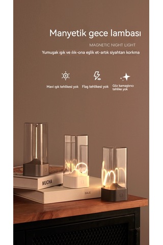 Taşınabilir Manyetik Emişli Gece Lambası Masa Lambası Kamp Yatak Odası Başucu Gece Lambası Kanca İle Geliyor-gümüş Gümüş