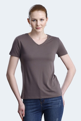 Slazenger Perıcas 5 Li Set Kadın Tişört Ekru - Siyah - Antrasit- Mürdü