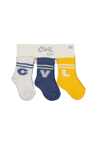 Civil Baby Cvl 3'lü 6- Bebek Erkek Çorap Set - Standart