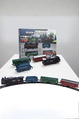 Pilli, Işıklı 14 Parça Oyuncak Tren Seti - Track Car Model