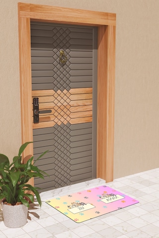 Rugmood Modern Dijtal Baskı Mama Ve Su Kabı Matı Kapı Önü Paspası Çok Renkli