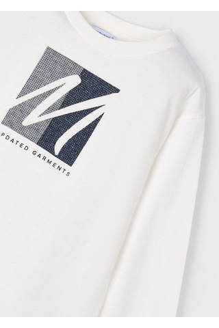 Erkek Çocuk Normal Kalıp Uzun Kollu Harf Aplikeli T-shirt - Krem SIYAH