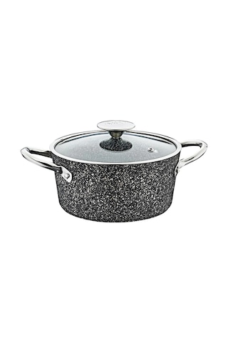 3116 28cm Granit Tencere Siyah