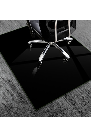 Cam Sandalye Matı Düz Renk - Siyah 100cm X 120cm