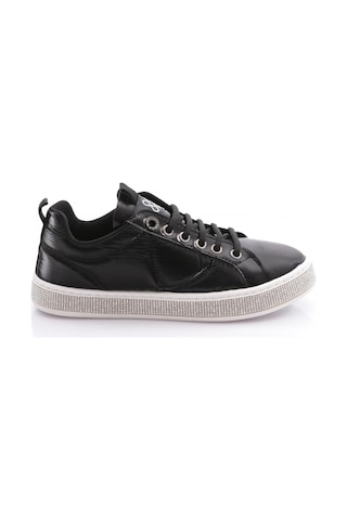 Dgn 22512 Kadin Sade Beğcikli Kenarlari Taşli Sneaker Ayakkabi 22512-1571-R8965 Siyah