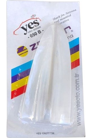 Zendar Anten Jaws Balık Sırtı Yapıştırma Süs Anteni 16cm Beyaz Yes-050 B