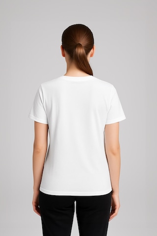 Markapia Kadın Bisiklet Yaka Pamuk Fethiye Baskılı Kısa Kollu T-shirt Beyaz