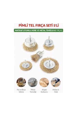 Senbang Pimli Tel Fırça Seti 5 Li Matkap Uyumlu Hobi Ve Metal Temizleme Fırçası Seti
