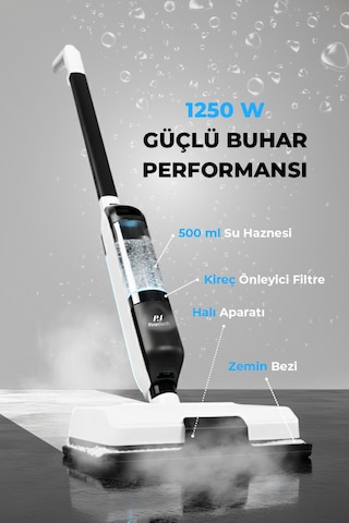 Pirantech CB-702 1250 W Buharlı Mop Halı Ve Sert Zemin Temizleyici