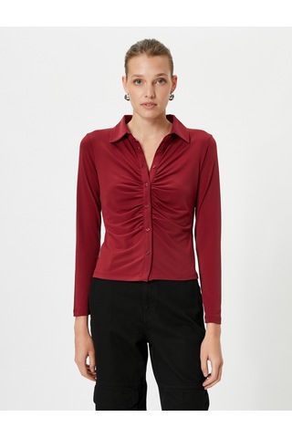 Koton Kadın Gömlek Bordo 4wak60003ek 24yy59000910 Y5916 Bordo