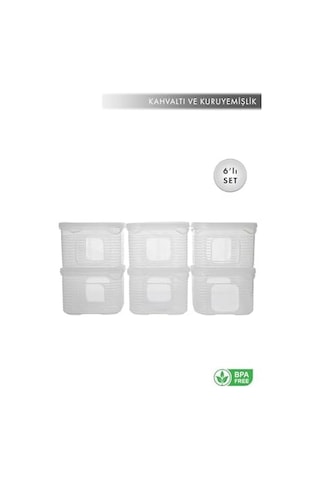 Erzak Saklama Kabı Sızdırmaz Kapak 6'lı Set Şeffaf - Ölçü Kabı Hediyeli