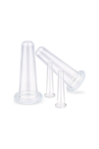 Yuntech01 Yüz Ve Boyun İçin Gıda Kalitesi Silikon Masaj Kupa - 2 Büyük 2 Küçük Boy, Nem Alma Ve Cilt Bakımı, Beyaz Beyaz