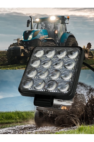 Off Road Beyaz Işık Sis Farı Lambası 16 Kare Led