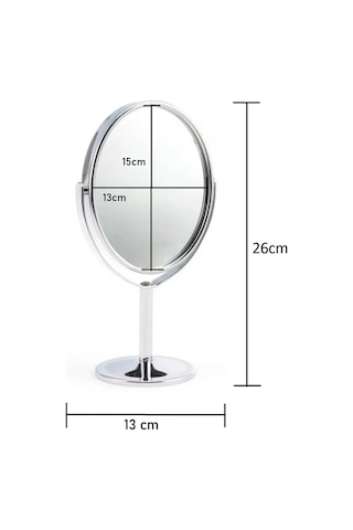 Oval Masaüstü Ayaklı 360 Dönebilen, İşyeri, Seyahat İçin Mini Krom Ayna 15x25cm Belirtilmemis