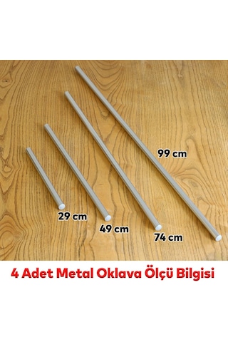 Badem10 Alüminyum Metal Oklava 4'lü Set Börek Hamur Yufka Açma Silindir Yuvarlak Uzun Kısa Mutfak Araç