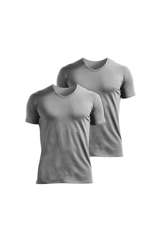 Josejuan 2'li Erkek Atlet V Yaka Yarım Kollu Koton Likralı 1303-2'li Gri Melanj