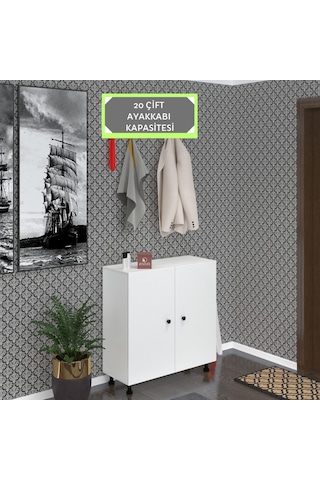 Kenzlife Ayakkabılık Galoş5 Byzbyz 53 080 32 Kapaklı 5 Raflı 20 Çift Ayakkabı Kapasitesi Ahşap