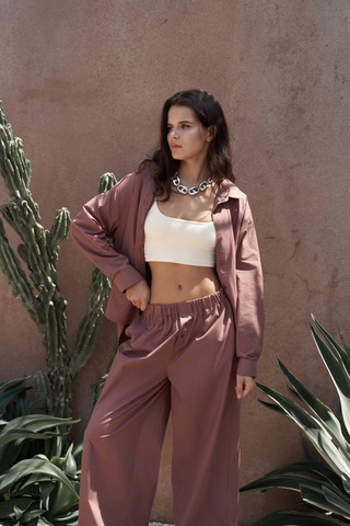 Mai Collection Mai Studios Co. Mirabella Açık Bordo Gömlek Pantolon Takım Acık Bordo