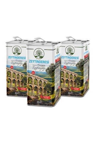 Zeytinderesi Natürel Sızma Soğuk Sıkım Zeytinyağı 3 x 5 L