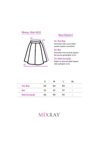Mixray 4633 Kadın Yandan Cepli Parçalı Etek Taş