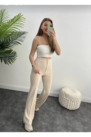 Açelya Zara Model Palazzo Pantolon Taş Açelya Zara Model Palazzo Pantolon Taş