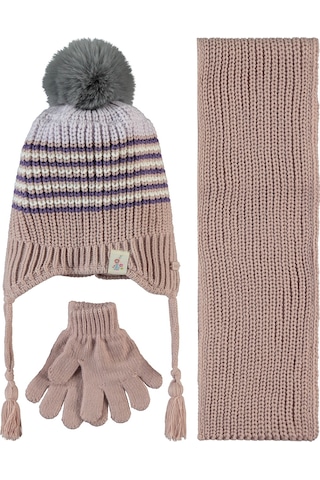 Kitti Kız Çocuk Atkı Bere Eldiven Set 1-4 Yaş Pudra 24240600323w1-3