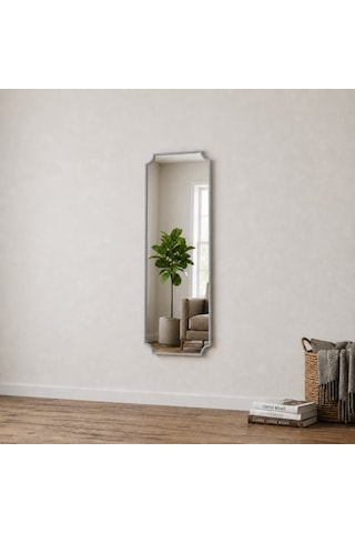 Modern Boy Aynası 40x120 Cm Minimalist Çerçeveli Dekoratif Duvar Aynası 2026 Trend Gümüş