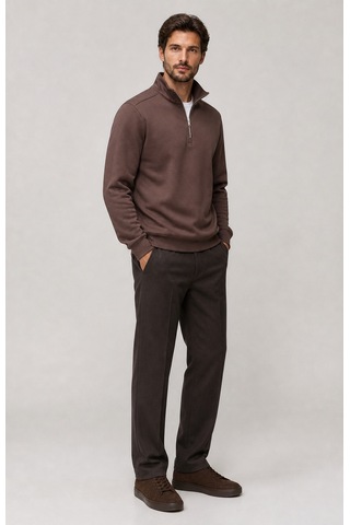 Redline Runi Basic Regular Fit Pamuklu Kışlık Sweatshirt Kahve