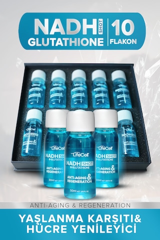 Lifecell Nadh Shot + Glutathione Takviye Edici Gıda 10 Flakon