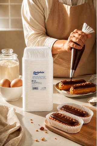 Kağıt Muffin Kek Kapsülü Baton Ekler Boy Beyaz 50 Adet